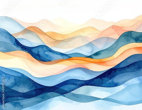 Wallpaper Mural Abstract watercolor landscape Torontodigital.ca