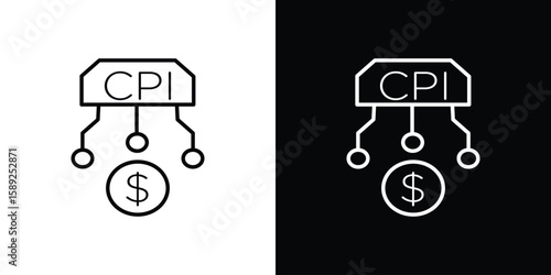 Consumer prices index icon website stock illustration. stroke symbols