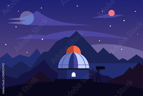 mountain observatory with a telescope dome under 