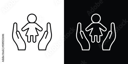 Child custody icon website stock illustration. stroke symbols