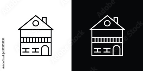 Chalet icon website stock illustration. stroke symbols