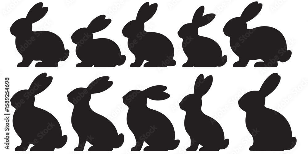 Fototapeta premium set vector various bunny black silhouuettes