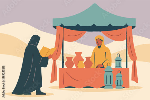 Retro Desert Market Scene