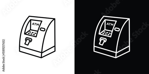 ATM machine icon website stock illustration. stroke symbols