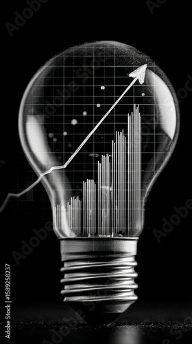 Light Bulb With Glowing Upward Trend Symbolizing Growth and Innovation in Bus...