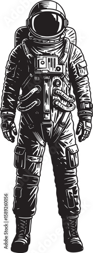 Astronaut Standing Isolated on White Background