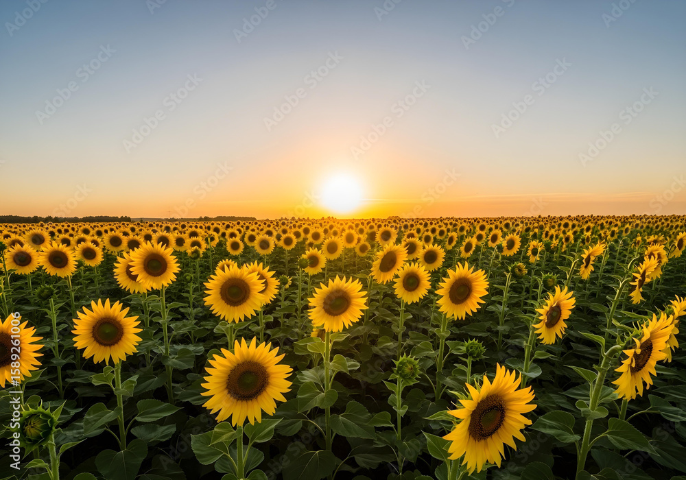 Obraz premium sunflower field at sunset