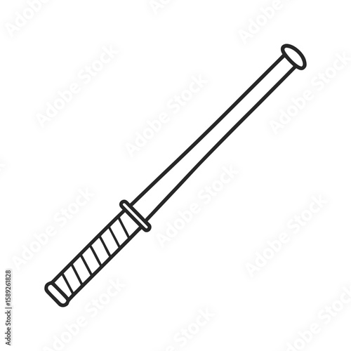 Thin police baton with clean outline style and handle wrap vector illustration 