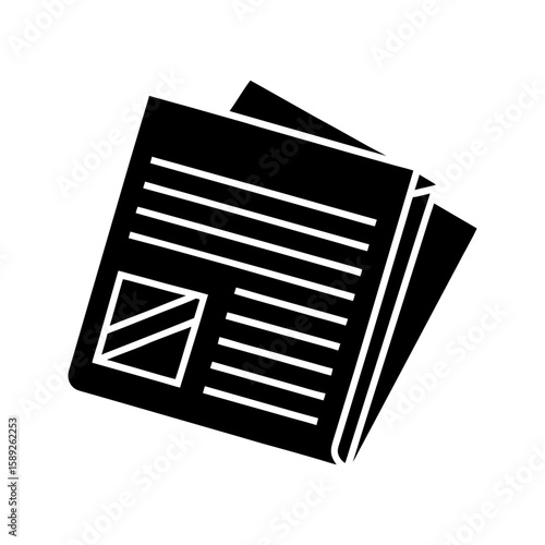 Stack of newspapers with visible headlines and images, modern news icon vector illustration