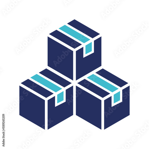 Flat vector illustration of stacked delivery boxes