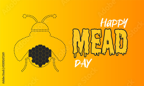 Happy Mead Day celebration background, honey wine festival concept, use for banner, card, poster, and event design template