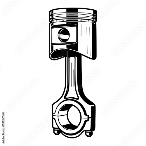 vector illustration of a cylinder engine piston in black and white style