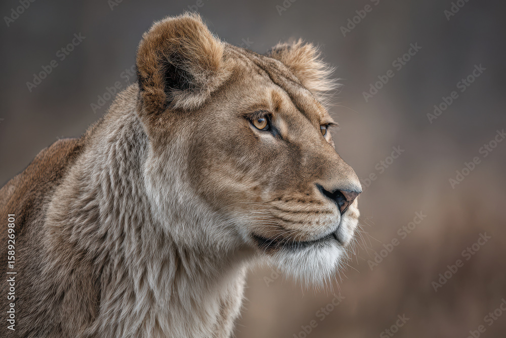 Fototapeta premium captivating portraits of top animals set against minimalistic background with soft bokeh