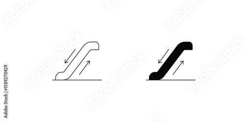 escalator set icon with white background vector stock illustration