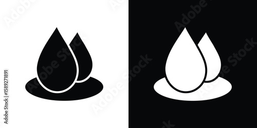 Water drop icon. Black and white silhouette. Icon vector