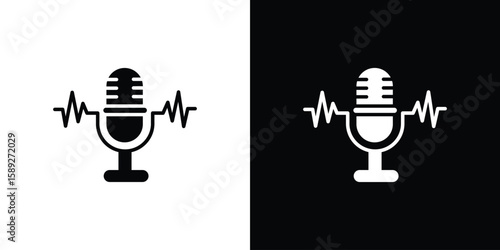 Voice recognition icon. Black and white silhouette. Icon vector