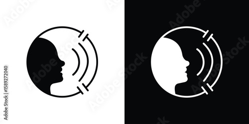 Voice control icon. Black and white silhouette. Icon vector