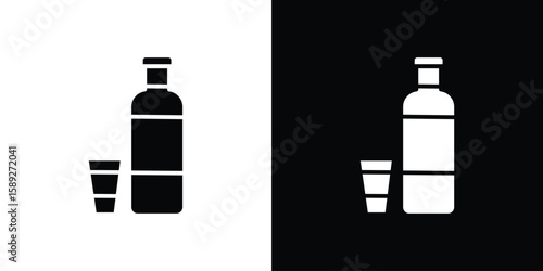 Vodka icon. Black and white silhouette. Icon vector