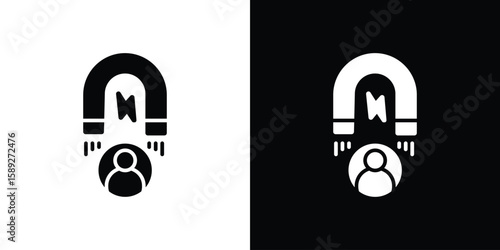 User engagement icon. Black and white silhouette. Icon vector