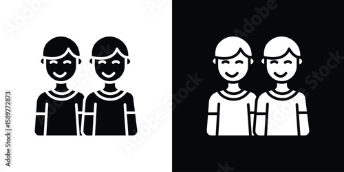 Twin icon. Black and white silhouette. Icon vector