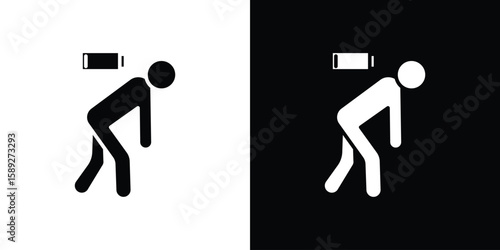 Tired person icon. Black and white silhouette. Icon vector