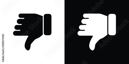 Thumb down icon. Black and white silhouette. Icon vector