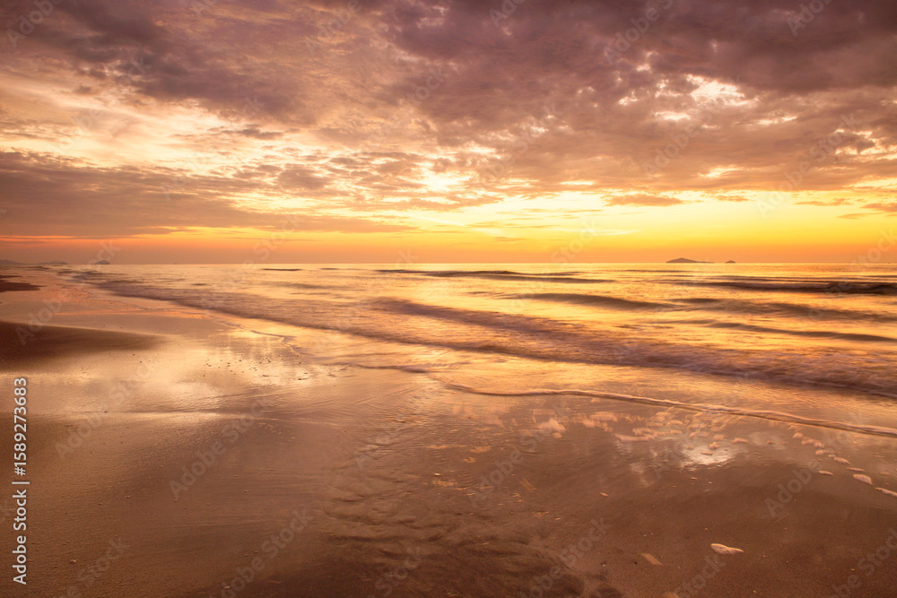 The morning sun at the seaside with a beautiful light. The morning sun at the seaside with a beautiful light.
