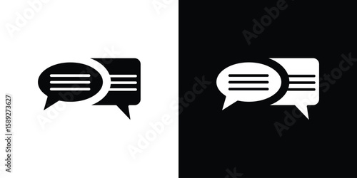 Text chat icon. Black and white silhouette. Icon vector