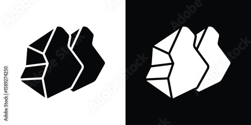 Stone icon. Black and white silhouette. Icon vector