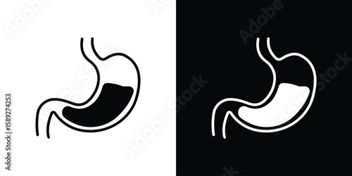 Stomach with Liquids icon. Black and white silhouette. Icon vector