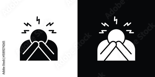 Stress icon. Black and white silhouette. Icon vector