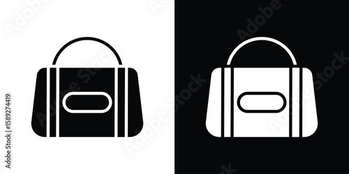 Sports bag icon. Black and white silhouette. Icon vector