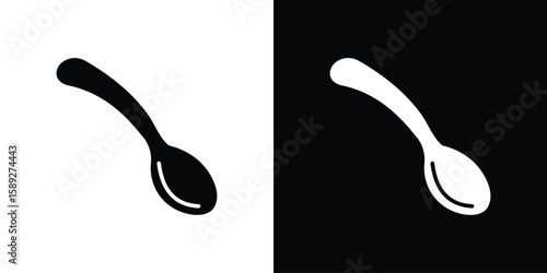 Spoon icon. Black and white silhouette. Icon vector