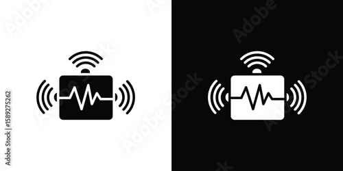 Sensor icon. Black and white silhouette. Icon vector