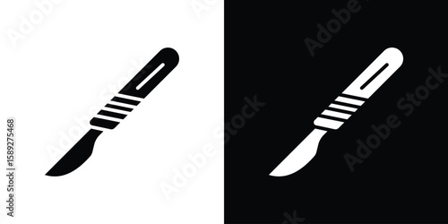 Scalpel icon. Black and white silhouette. Icon vector