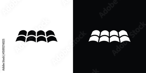 Roof tile icon. Black and white silhouette. Icon vector
