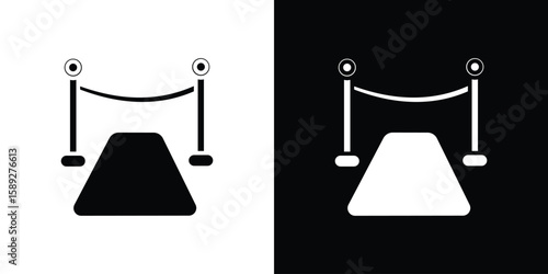 Red carpet icon. Black and white silhouette. Icon vector