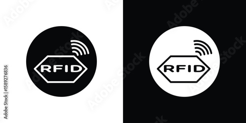 RFID icon. Black and white silhouette. Icon vector