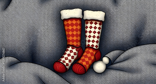 Xmas socks clipart, cozy socks background, decorative socks pattern, festive holiday design, Christmas decoration vector, Christmas stocking pattern, holiday gift socks, winter holiday socks, colorful