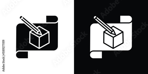 Prototyping icon. Black and white silhouette. Icon vector