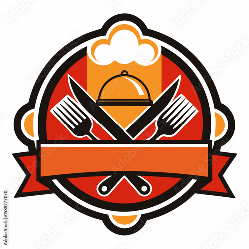 Set of Restaurant menu and bar labels with unique shapes and text designs as well as utensils and drinkware