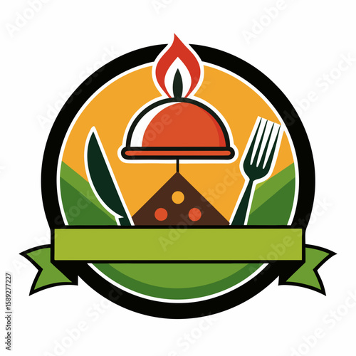 Set of Restaurant menu and bar labels with unique shapes and text designs as well as utensils and drinkware