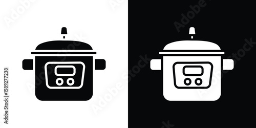 pressure cooker icon. Black and white silhouette. Icon vector