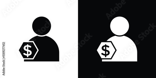 Personal loan icon. Black and white silhouette. Icon vector