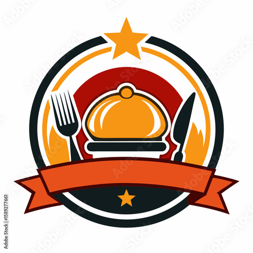 Set of Restaurant menu and bar labels with unique shapes and text designs as well as utensils and drinkware