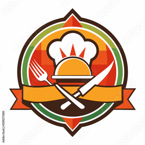 Set of Restaurant menu and bar labels with unique shapes and text designs as well as utensils and drinkware