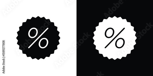 Percent icon. Black and white silhouette. Icon vector