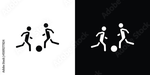 People playing Ball icon. Black and white silhouette. Icon vector