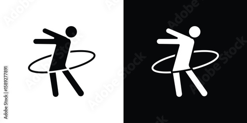 People Hula hop icon. Black and white silhouette. Icon vector