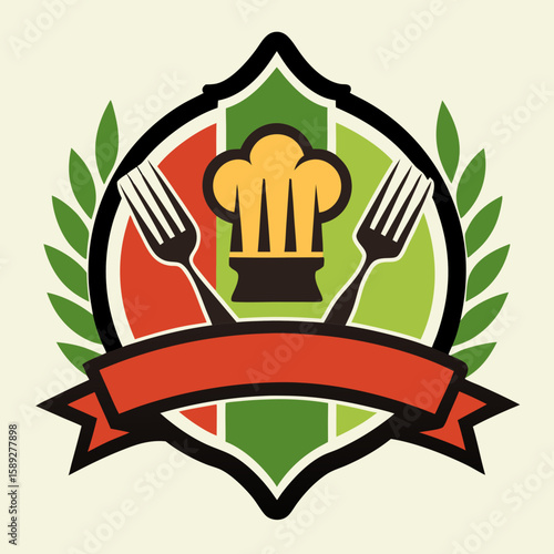 Set of Restaurant menu and bar labels with unique shapes and text designs as well as utensils and drinkware